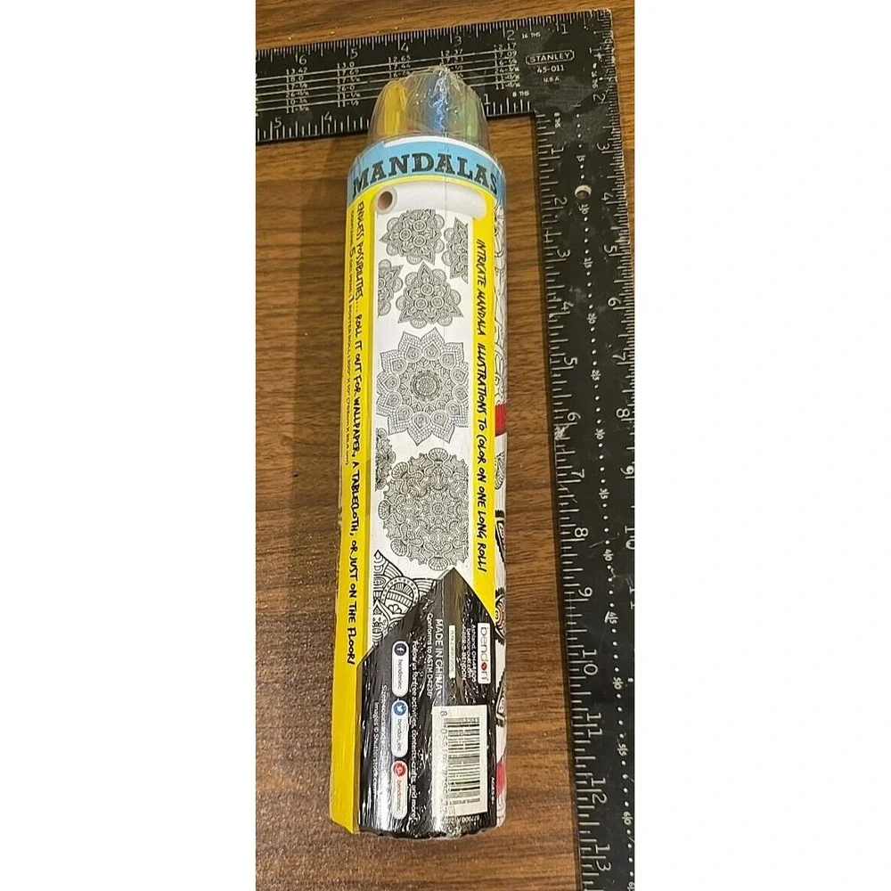 Penton‎ Mandalas Adult Coloring Roll White 25 Feet Long with 5 Gel Pens New